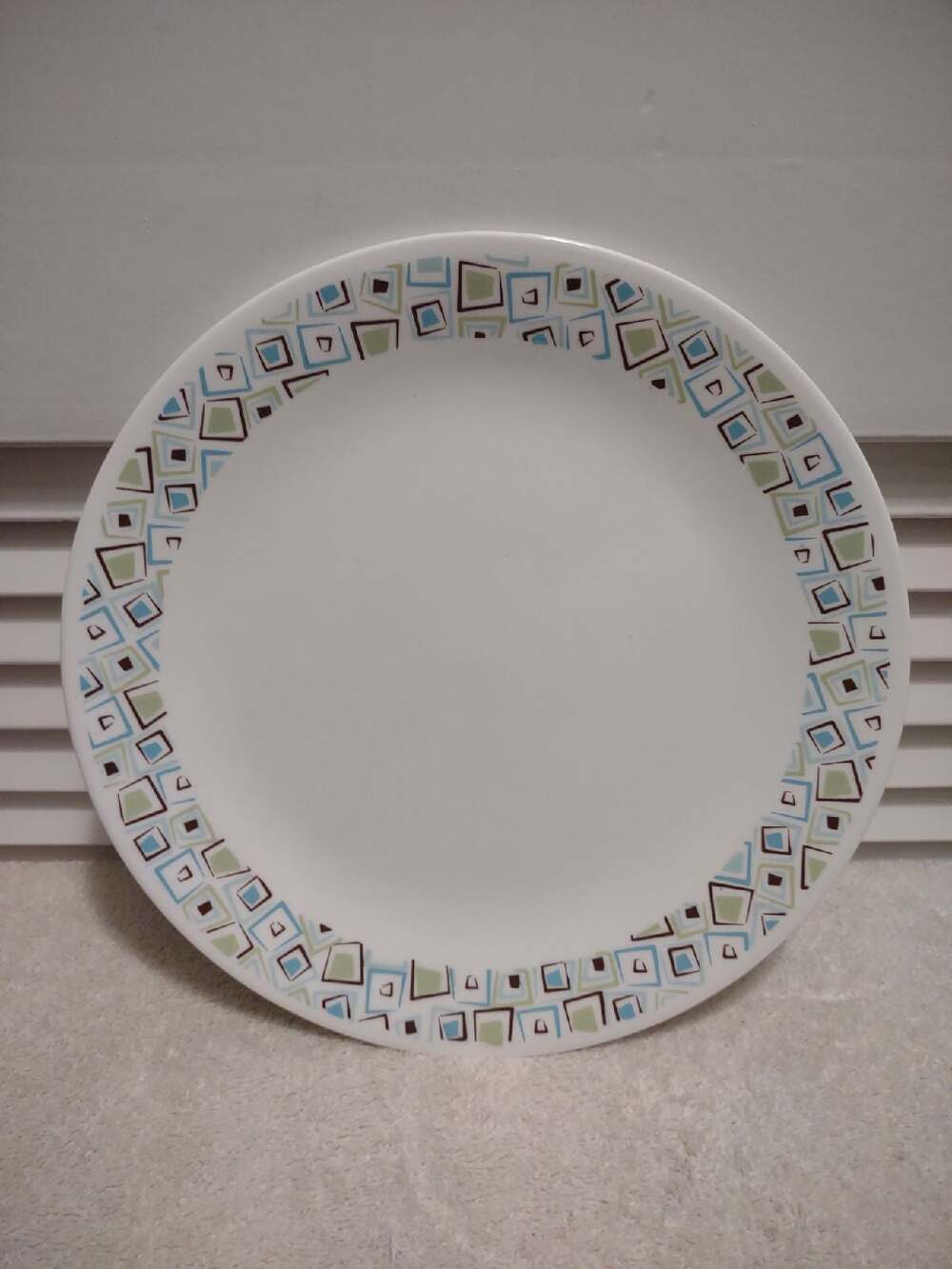 Corelle Chocolate Mint Green Brown trim 10.25" Vitrelle dinner plate only